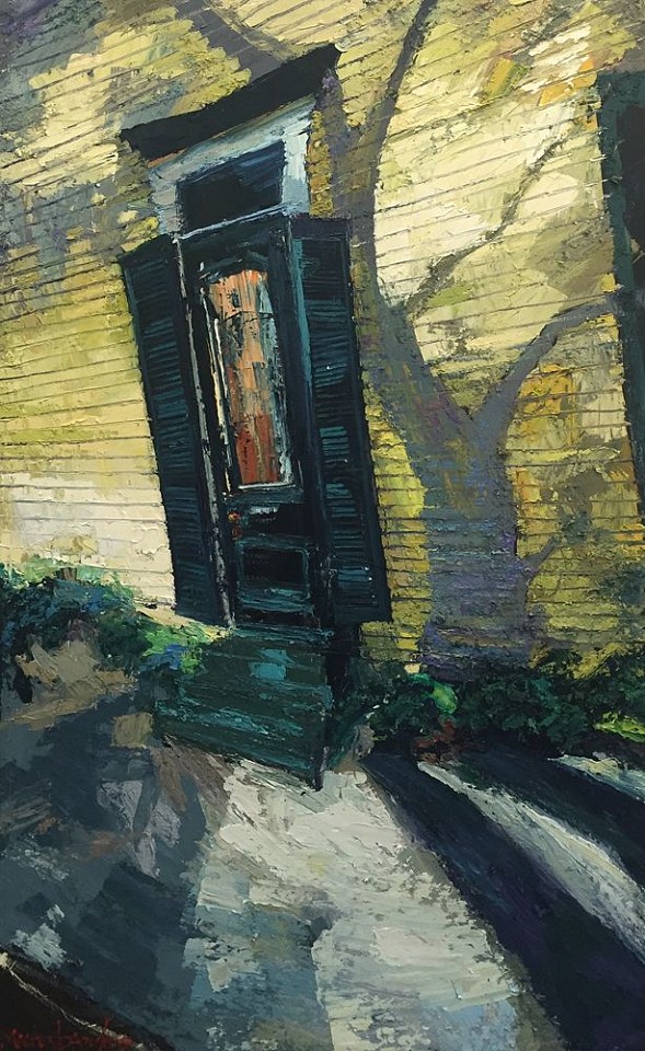 James Michalopoulos, Casting Aspersions
Oil on Canvas, 60 x 36 in.
The subject is: how gorgeous are these old houses draped in shadow? Each cut to strut and stylinâ€™ â€“ and care worn. I can feel the spirits that have lived here. And itâ€™s us now.

On View at the NOPSI Hotel.
$29,027.15