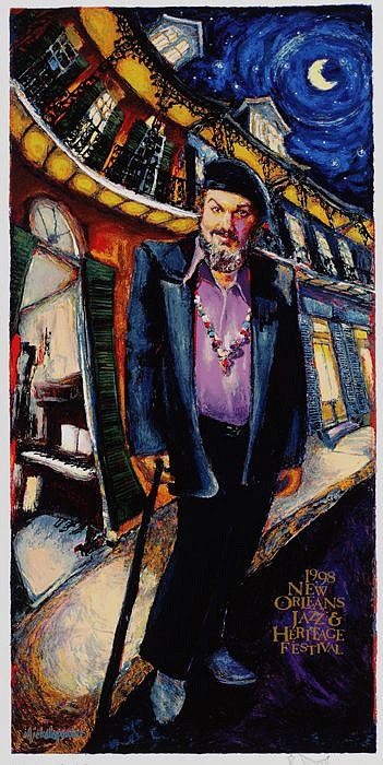 James Michalopoulos, 1998 Dr. John Jazz Fest
Print
Remarque, sold framed, as is, $5,000. Signed by James with original sketch, signed by Dr. John with original sketch and "The Night Tripper." 
Sold